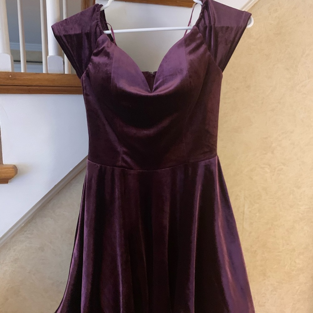 Windsor Purple Velvet Off The Shoulder Dress
